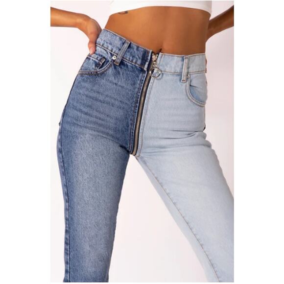 Revice Yin Yang Crop Two Tone High Rise Denim Jeans in Tokyo Wash - Picture 3 of 16